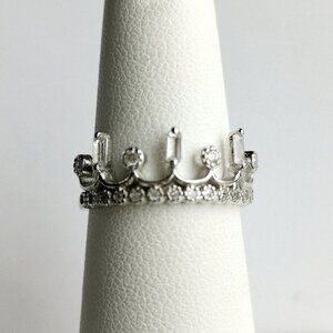 Crown tiara ring cz sterling silver Stacking ring sz 6 🆕